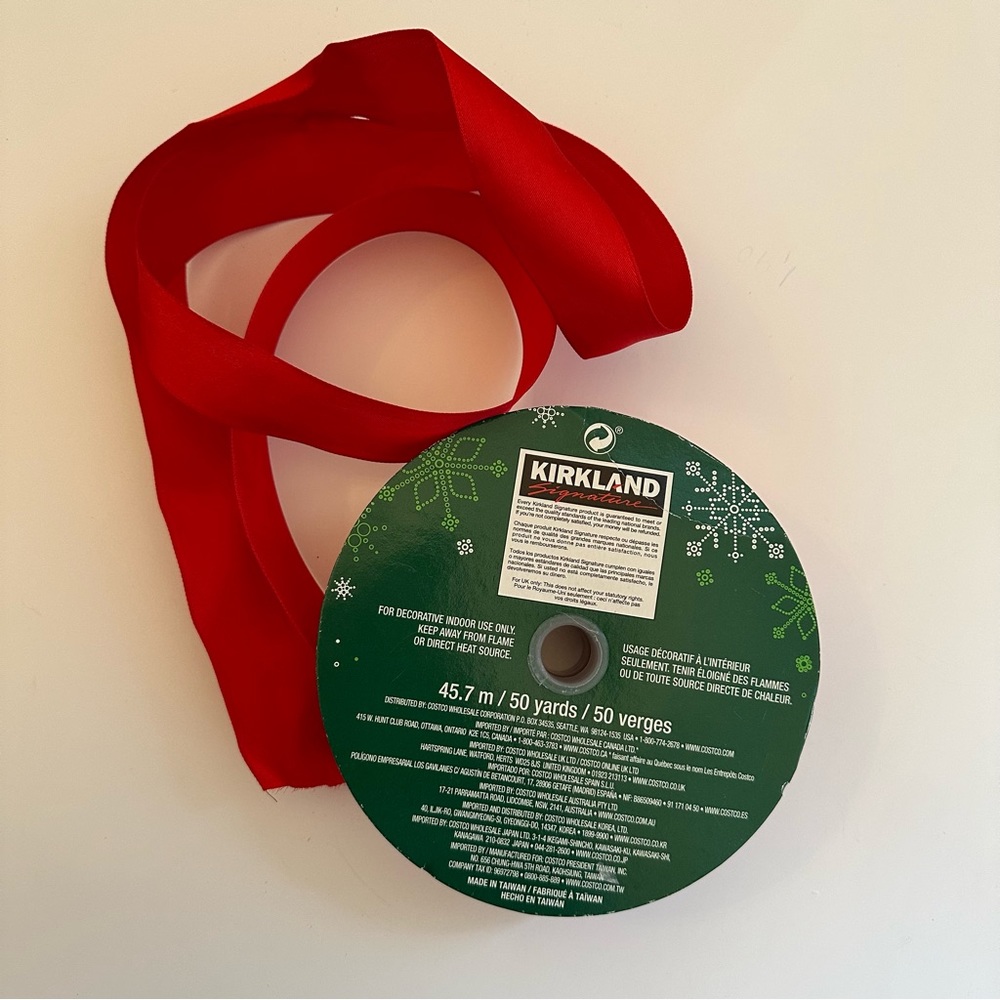 Red Ribbon Wire Edged Ribbon Red Satin Christmas Ribbon